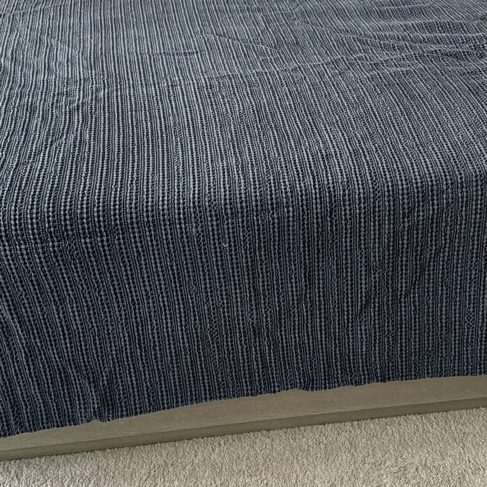 Pottery Barn Navy Ribbed Knit Coverlet